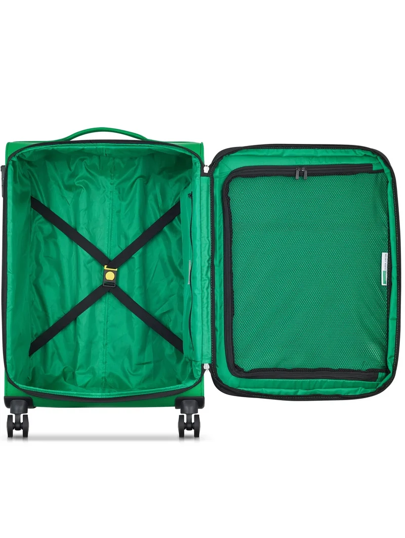 United Colors Of Benetton  Color Block 69 Cm 4-Double Wheeled Softside Expandable Check-In Luggage Trolley Case - Green  | Best Price UAE